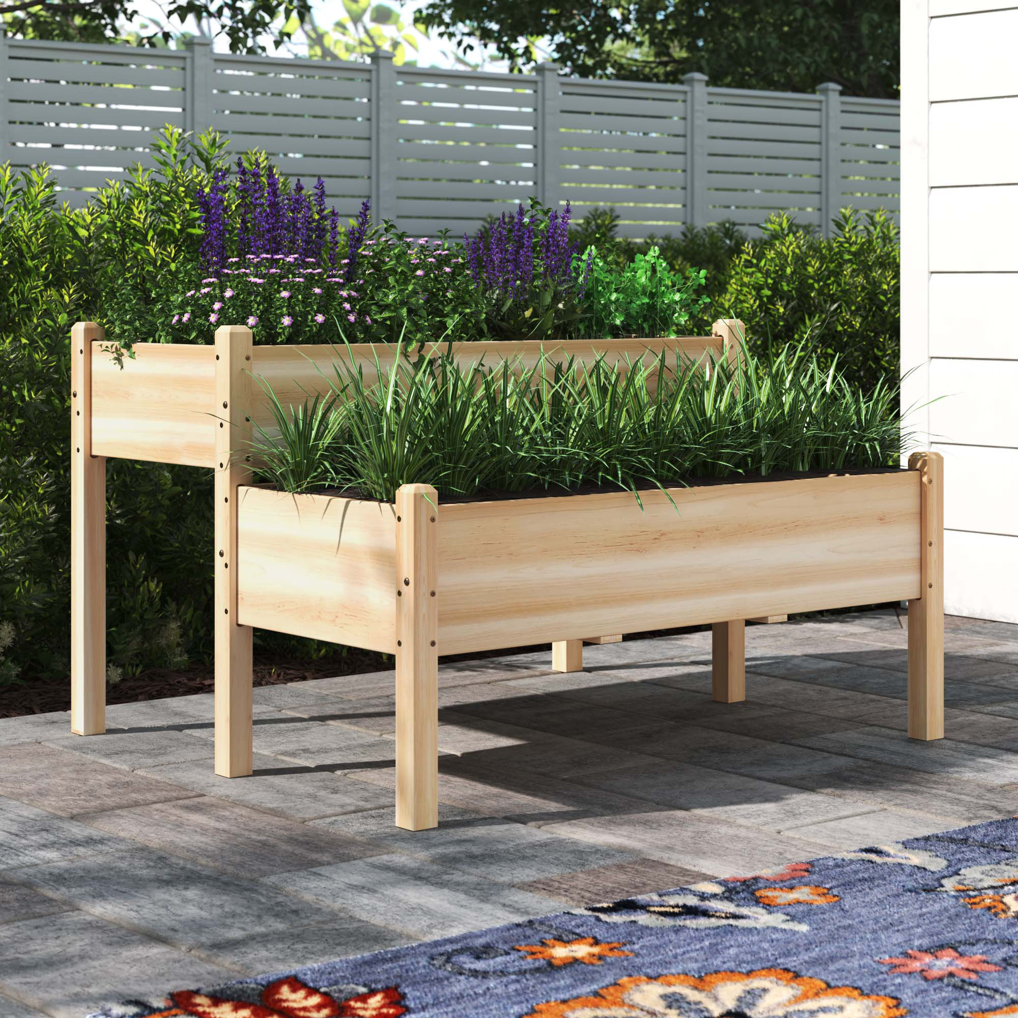 Lark Manor™ Aadhira 2-tier Fir Wood Elevated Planting Box